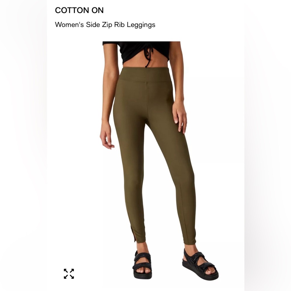Cotton:On Ankle Zip Ribbed Leggings Black